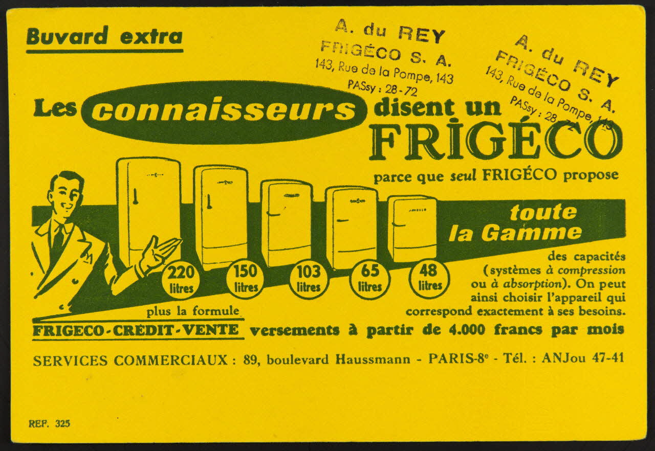 buvard publicitaire Les connaisseurs disent un  FRIGECO 1994.34.1071 Photo