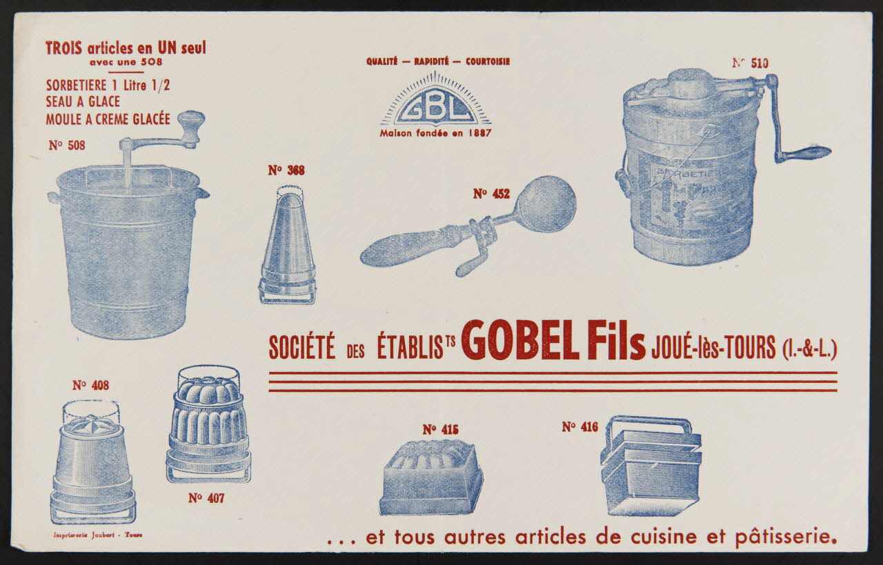 buvard publicitaire SOCIETE DES ETABLISTS GOBEL Fils JOUE-lès-TOURS (I.-&-L.) 1994.34.1072 Photo