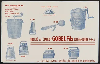 buvard publicitaire SOCIETE DES ETABLISTS GOBEL Fils JOUE-lès-TOURS (I.-&-L.) 1994.34.1072 Photo
