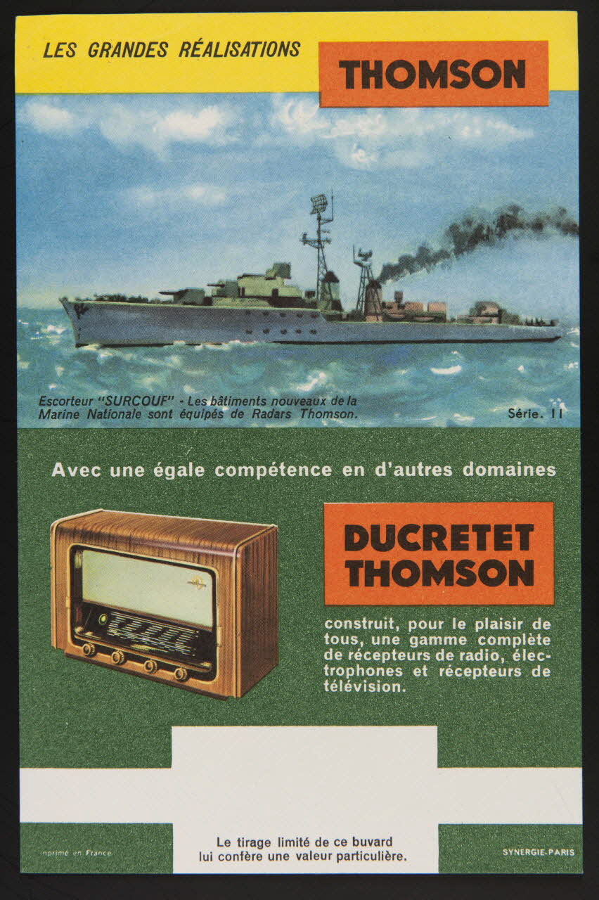 buvard publicitaire LES GRANDES REALISATIONS  THOMSON 1994.34.1085 Photo