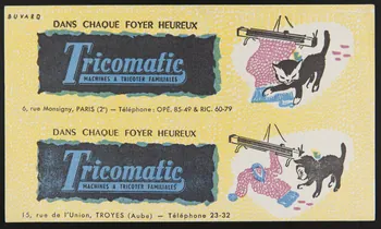 buvard publicitaire Tricomatic  MACHINES A TRICOTER FAMILIALES 1994.34.1087 Photo