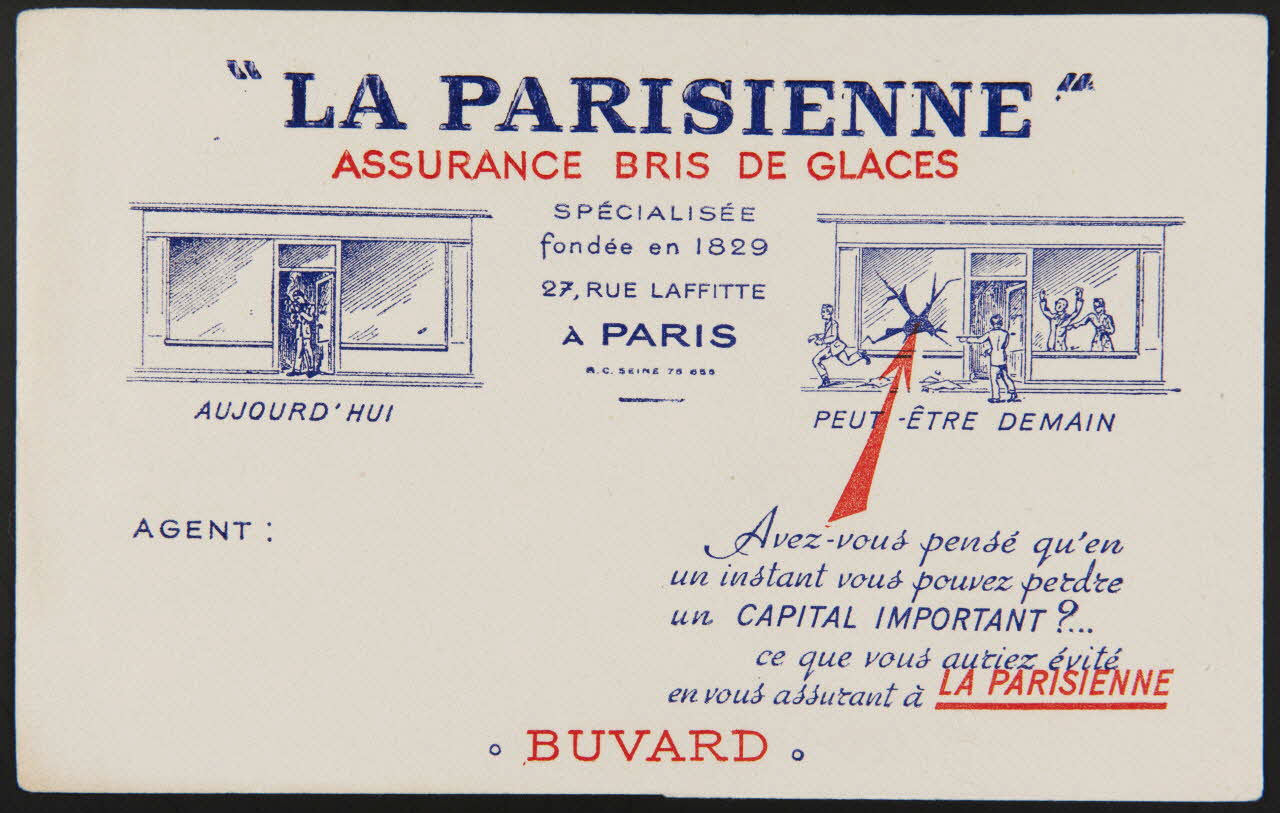 buvard publicitaire "LA PARISIENNE"  ASSURANCE BRIS DE GLACE 1994.34.1107 Photo