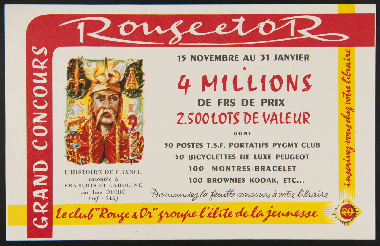 buvard publicitaire Grand concours Rouge & Or France 1955 1994.34.1142 Photo