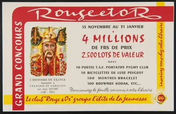 buvard publicitaire Grand concours Rouge & Or France 1955 1994.34.1142 Photo