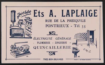 buvard publicitaire Ets A. LAPLAIGE 1994.34.1151 Photo