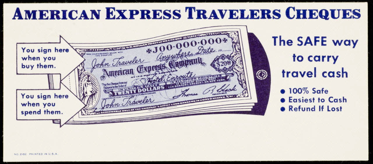 buvard publicitaire AMERICAN EXPRESS TRAVELERS CHEQUES 1994.34.1156 Photo