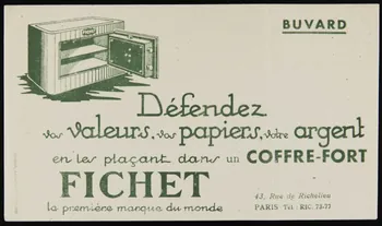 buvard publicitaire Défendez  vos valeurs, vos papiers, votre argent 1994.34.1186 Photo