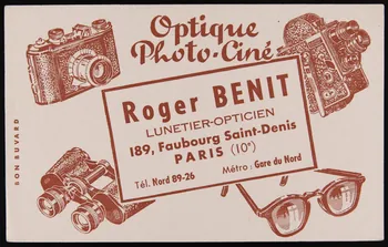 buvard publicitaire Optique  Photo-Ciné 1994.34.1194 Photo
