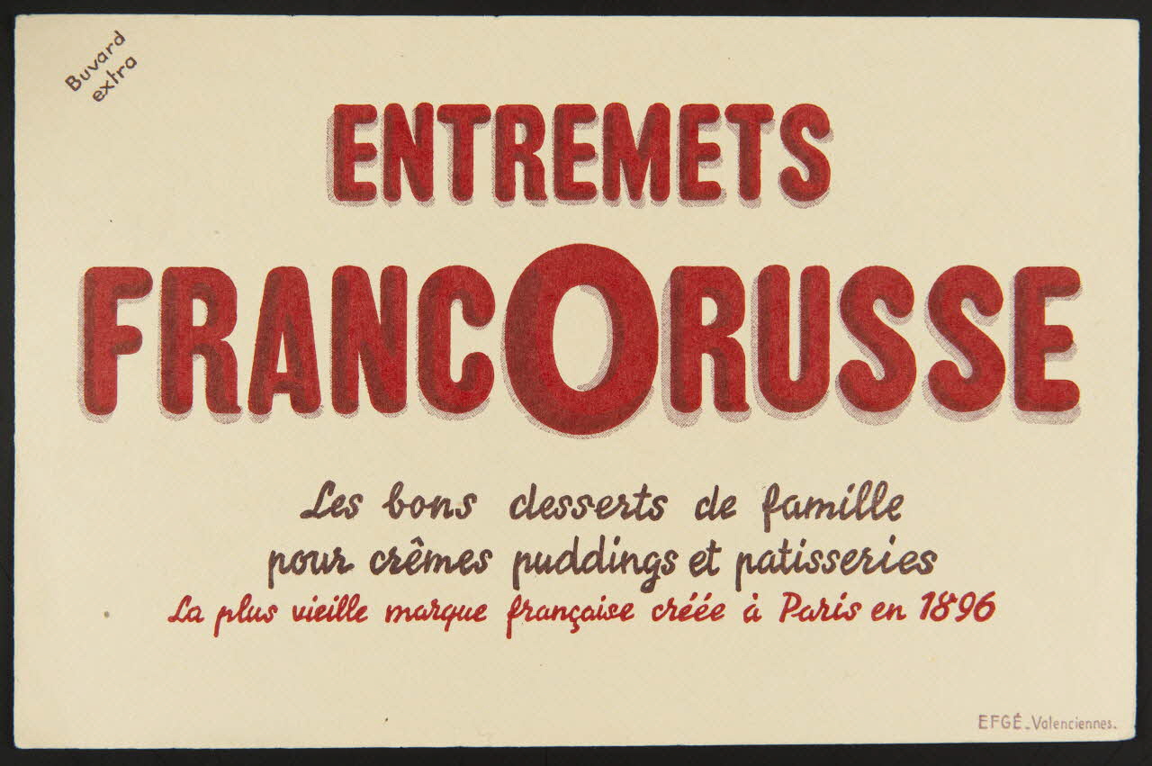 buvard publicitaire ENTREMETS  FRANCORUSSE 1994.34.1221 Photo