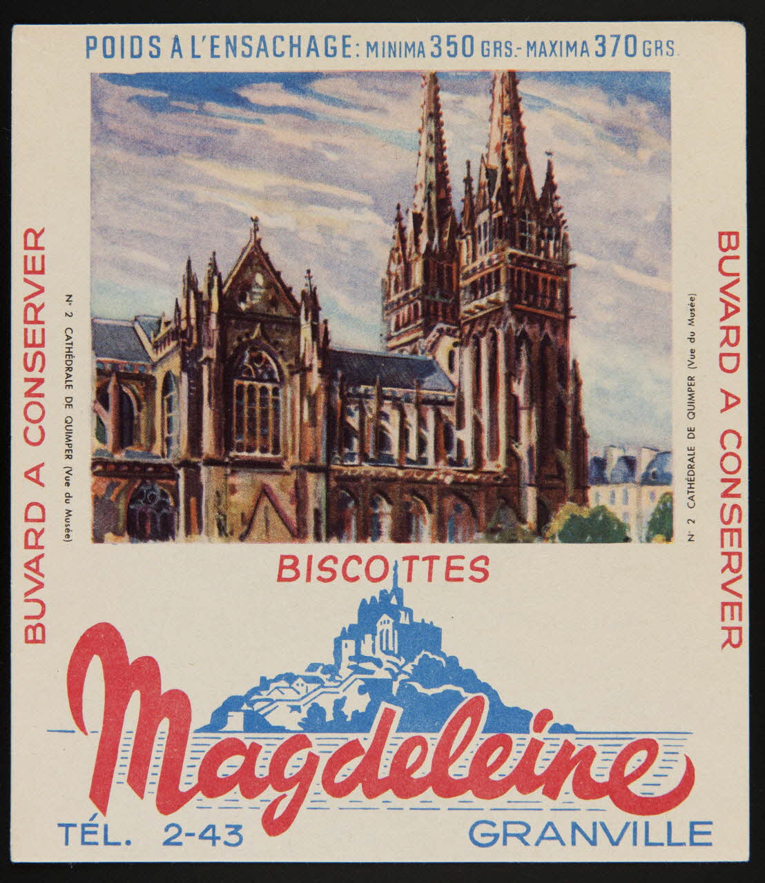 buvard publicitaire BISCOTTES  Magdeleine 1994.34.129 Photo