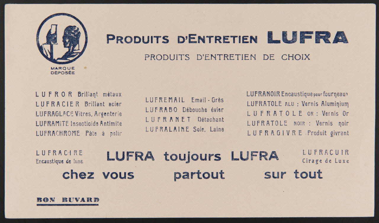 buvard publicitaire PRODUITS D'ENTRETIEN LUFRA 1994.34.1308 Photo