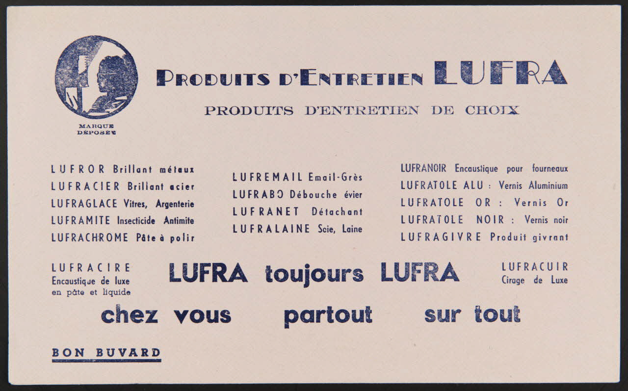 buvard publicitaire PRODUITS D'ENTRETIEN LUFRA 1994.34.1309 Photo