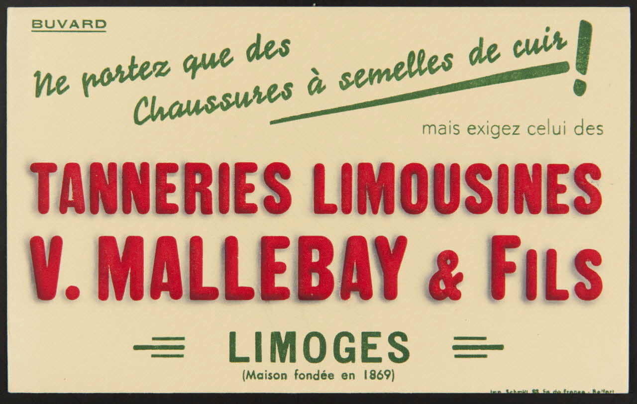 buvard publicitaire Ne portez que des  Chaussures à semelles de cuir ! 1994.34.1323 Photo