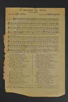 Xam ; Jean Rodor ; Vincent Scotto ; Georgel ; Jean Flor ; Ferréal ; Périer ; Marie-Odile Henriet chanson petit format Île-de-France, France 1911 1965.172.148 Photo Mucem
