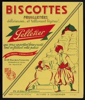 buvard publicitaire BISCOTTES  FEUILLETEES  délicieuses... et tellement légères !..  Pelletier 1994.34.134 Photo