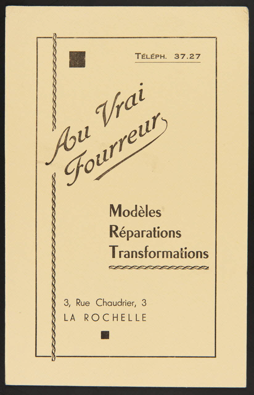 buvard publicitaire Au Vrai  Fourreur 1994.34.1344 Photo