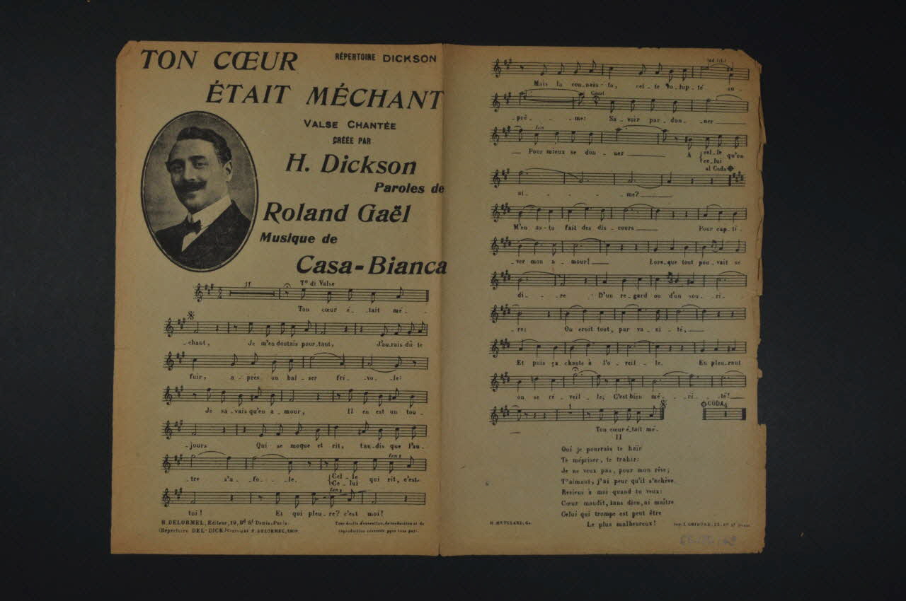 R. Casabianca ; Roland GaëL ; Henri Dickson ; H. Delormel chanson petit format Île-de-France, France 1909 1965.172.149 Photo Mucem