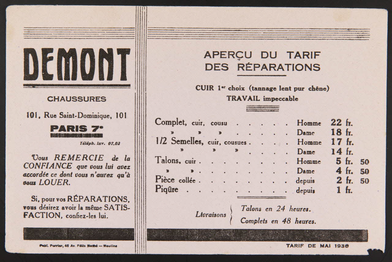 buvard publicitaire DEMONT  CHAUSSURES 1994.34.1350 Photo