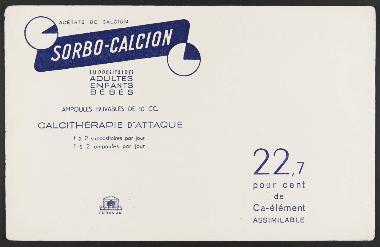 buvard publicitaire ACETATE DE CALCIUM  SORBO-CALCION 1994.34.1447 Photo