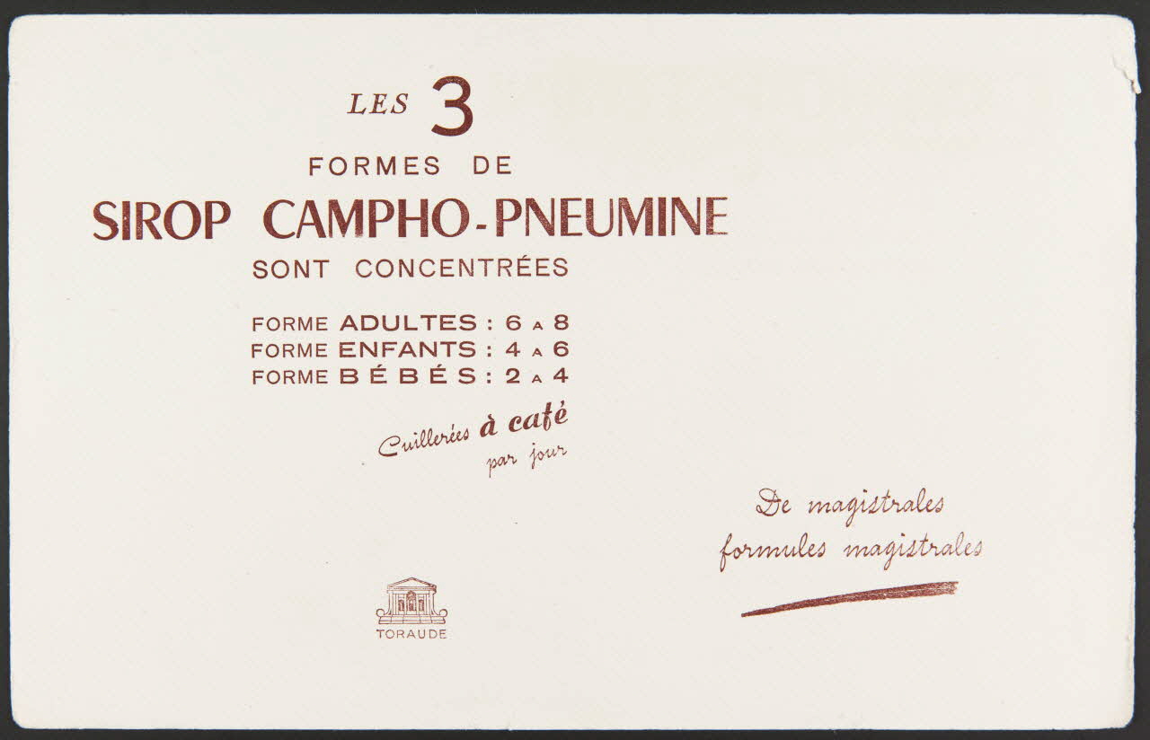 buvard publicitaire LES 3  FORMES DE  SIROP CAMPHO-PNEUMINE 1994.34.1451 Photo