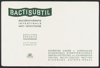 buvard publicitaire BACTISUBTIL  BACTERIOTHERAPIE  INTESTINALE  ANTI-INFECTIEUSE 1994.34.1452  Photo