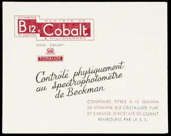 buvard publicitaire VITAMINE  B12 & ACETATE DE  Cobalt 1994.34.1593 Photo