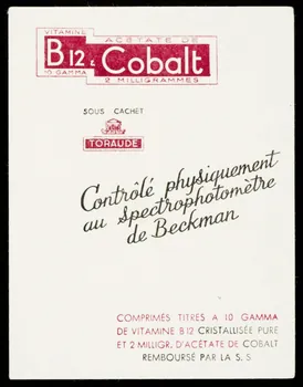 buvard publicitaire VITAMINE  B 12 & ACETATE DE  Cobalt 1994.34.1604 Photo