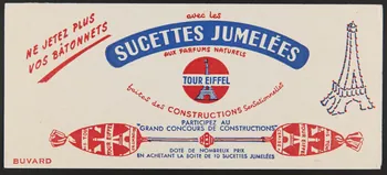 buvard publicitaire SUCETTES JUMELEES  AUX PARFUMS NATURELS  TOUR EIFFEL 1994.34.164 Photo