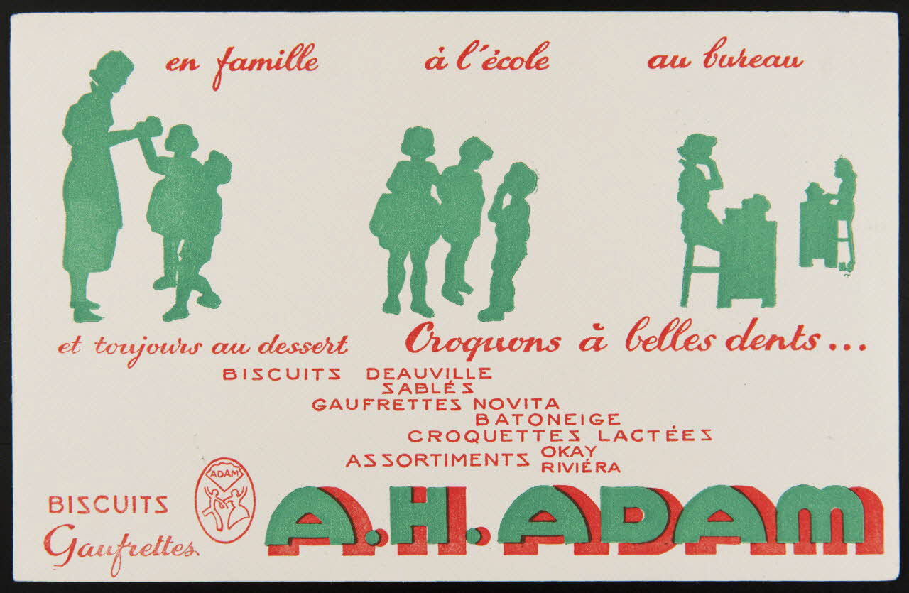 buvard publicitaire BISCUITS  Gaufrettes A. H. ADAM 1994.34.168 Photo