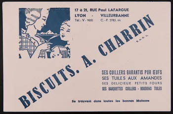 buvard publicitaire BISCUITS. A. CHARRIN 1994.34.171 Photo