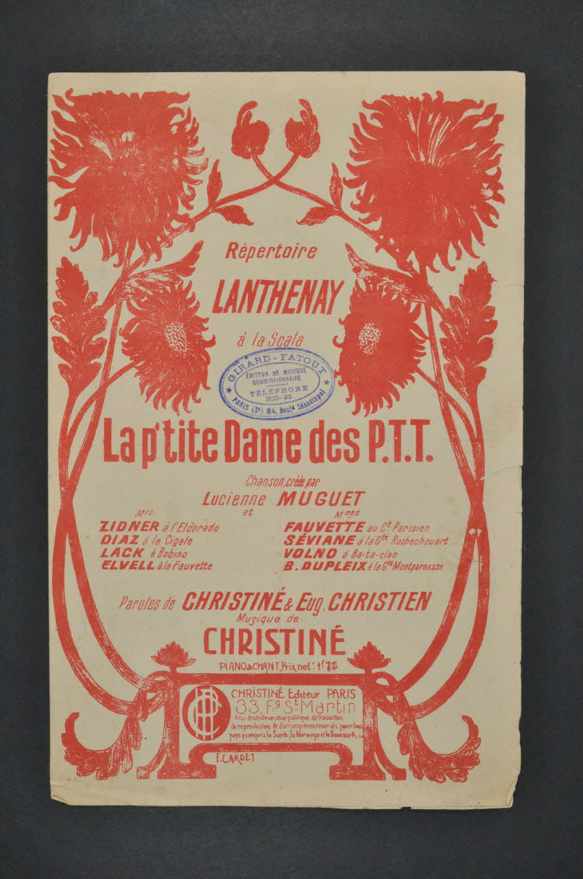 Henri Christiné ; Eugène Christien ; Lucien Muguet chanson petit format Île-de-France, France 1908 1965.172.2 Photo Mucem