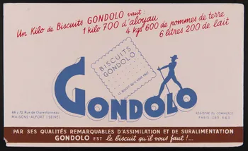 buvard publicitaire BiSCUITS  GONDOLO  LE BISCUIT QU'IL VOUS FAUT 1994.34.173  Photo
