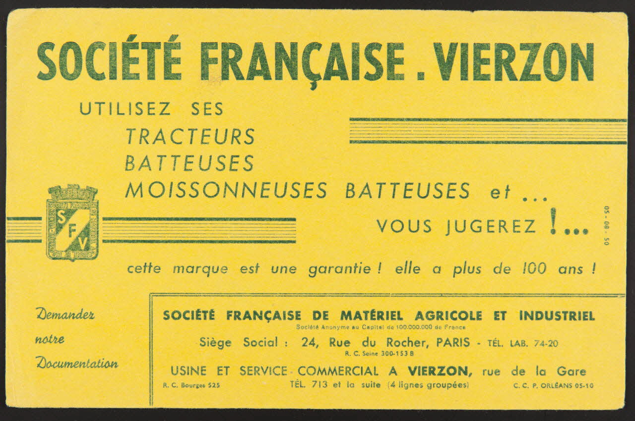 buvard publicitaire SOCIETE FRANCAISE. VIERZON 1994.34.1732 Photo