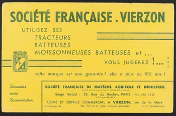 buvard publicitaire SOCIETE FRANCAISE. VIERZON 1994.34.1732  Photo