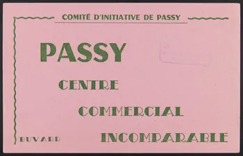 buvard publicitaire PASSY  CENTRE  COMMERCIAL  INCOMPARABLE 1994.34.1735  Photo