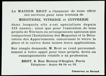 buvard publicitaire Publicité pour la Maison Brot 1994.34.1736  Photo