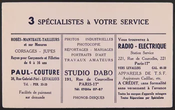 buvard publicitaire 3 SPECIALISTES à VOTRE SERVICE 1994.34.1740  Photo
