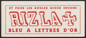 buvard publicitaire ET POUR LES ROULER MIEUX ENCORE  RIZLA +  BLEU A LETTRES D'OR 1994.34.1746  Photo