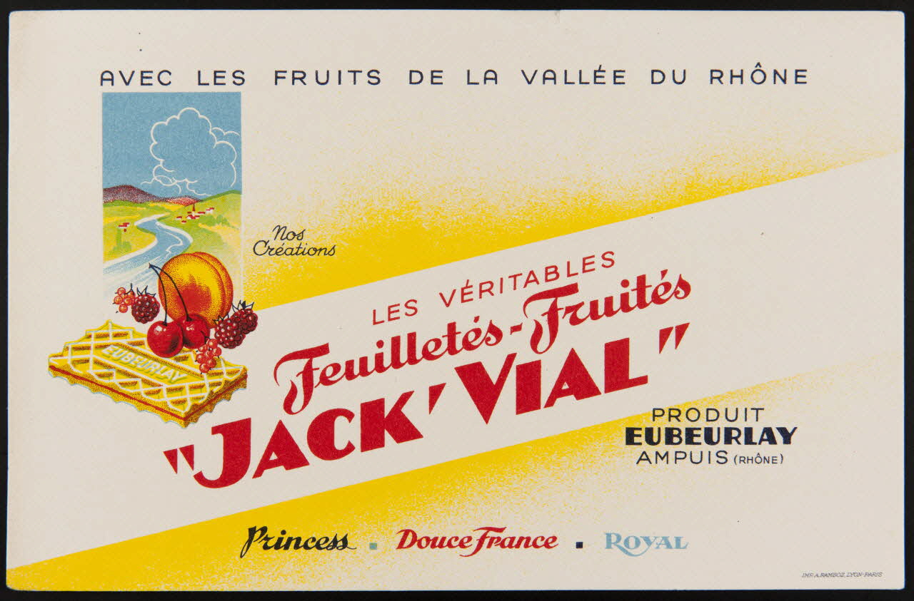 buvard publicitaire LES VERITABLES  Feuilletés - Fruités  "JACK'VIAL" 1994.34.179 Photo