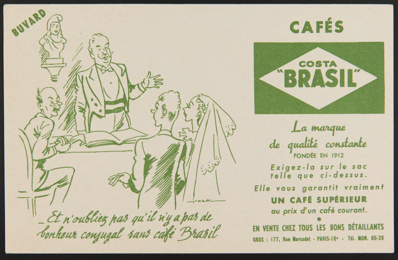 buvard publicitaire CAFES  COSTA  "BRASIL" 1994.34.236 Photo