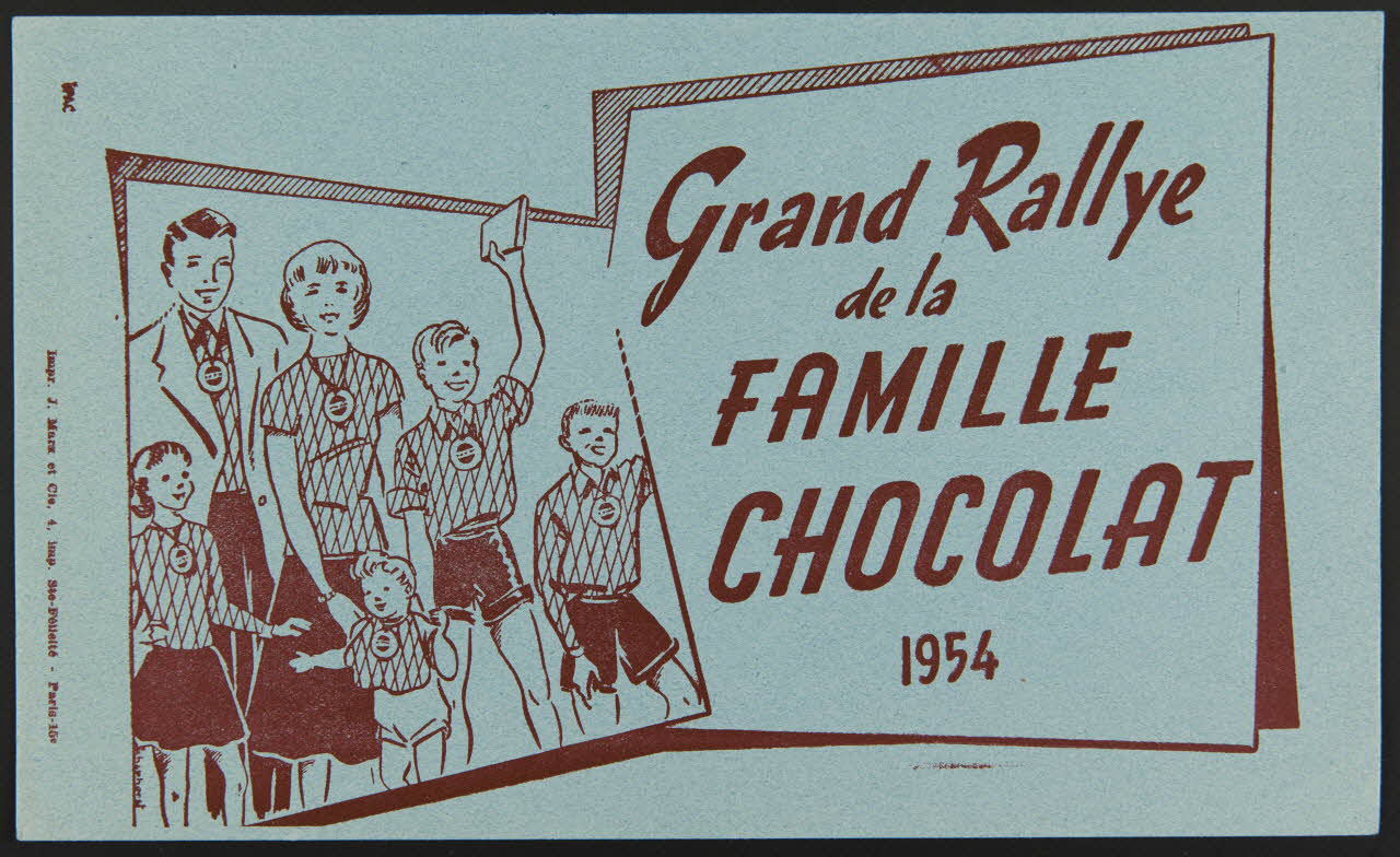 J. Marx et Cie buvard publicitaire Grand Rallye  de la  FAMILLE  CHOCOLAT  1954 Paris 1954 1994.34.286 Photo