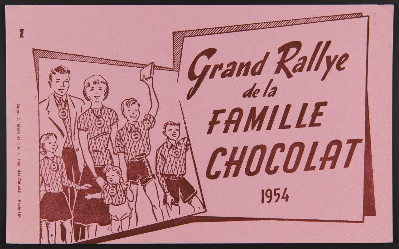J. Marx et Cie buvard publicitaire Grand Rallye  de la  FAMILLE  CHOCOLAT  1954 Paris 1954 1994.34.287 Photo