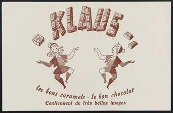 buvard publicitaire KLAUS  les bons caramels. le bon chocolat 1994.34.289 Photo