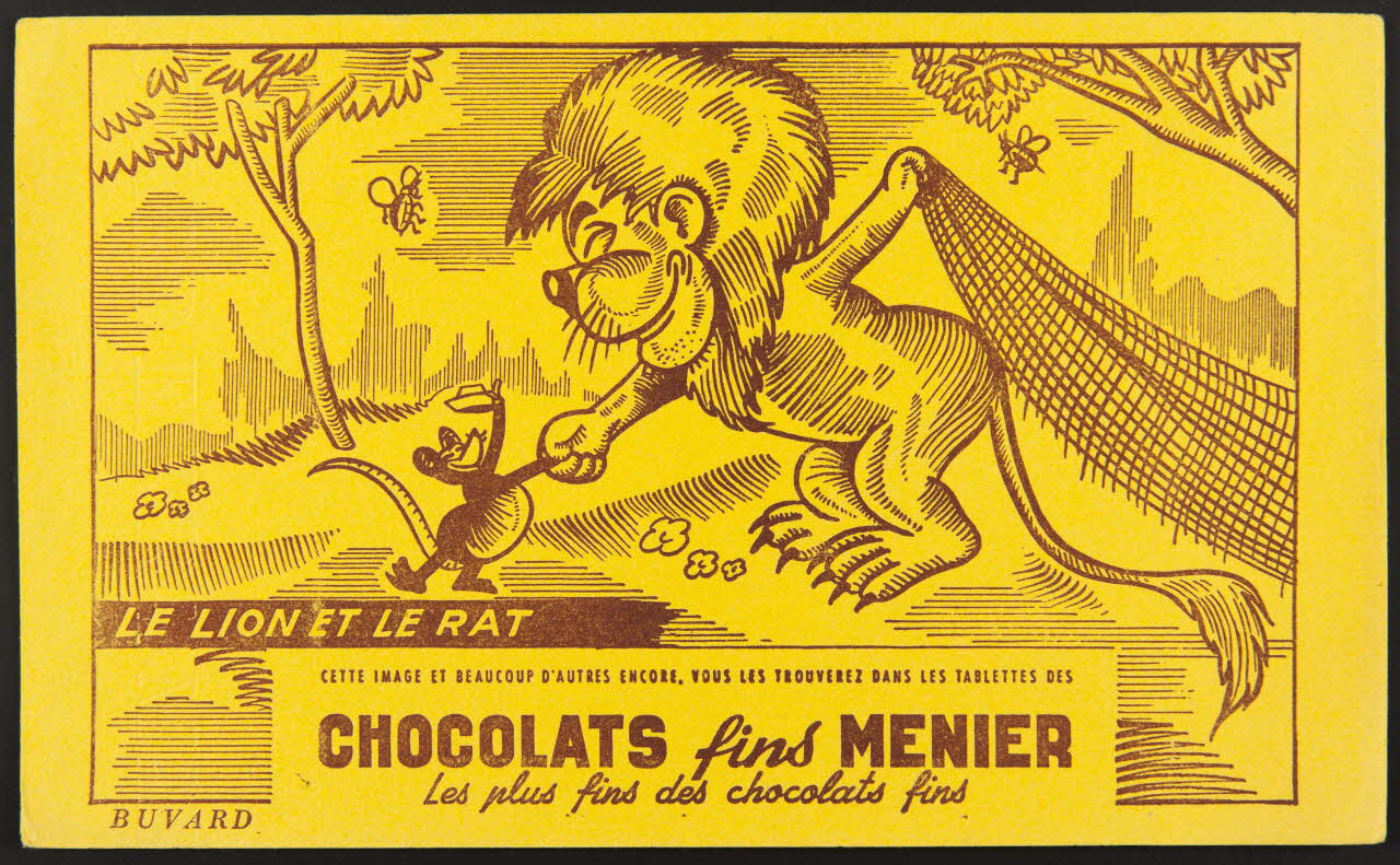 buvard publicitaire CHOCOLATS fins MENIER  LE LION ET LE RAT 1994.34.300 Photo