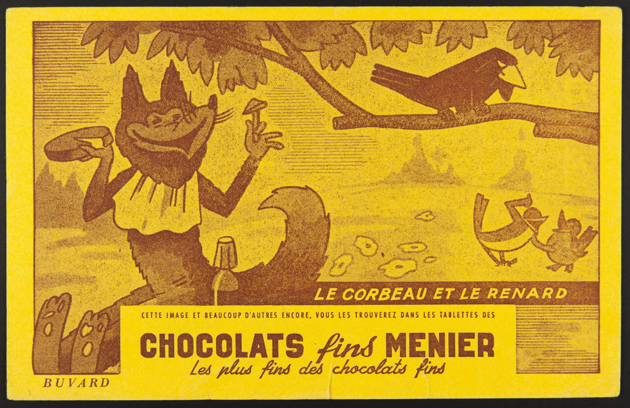 buvard publicitaire CHOCOLATS fins MENIER  LE CORBEAU ET LE RENARD 1994.34.301 Photo