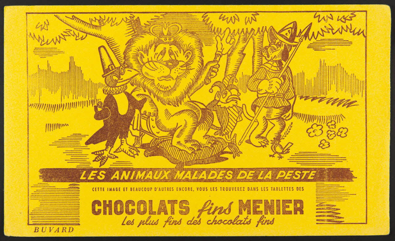 buvard publicitaire CHOCOLATS fins MENIER  LES ANIMAUX MALADES DE LA PESTE 1994.34.303 Photo
