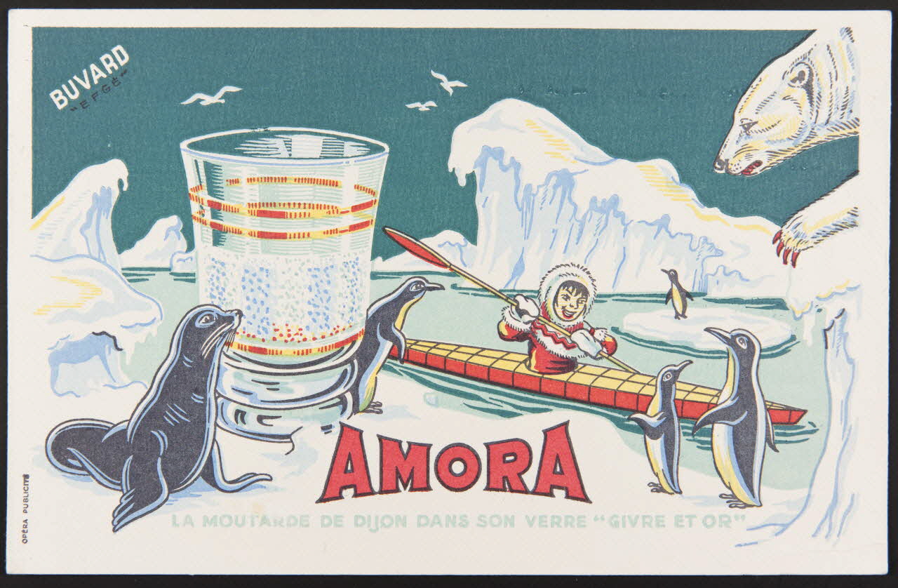 buvard publicitaire AMORA  LA MOUTARDE DE DIJON DANS SON VERRE "GIVRE ET OR" 1994.34.359 Photo