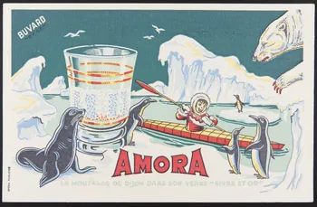 buvard publicitaire AMORA  LA MOUTARDE DE DIJON DANS SON VERRE "GIVRE ET OR" 1994.34.359 Photo