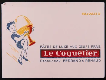 buvard publicitaire PÂTES DE LUXE AUX OEUFS FRAIS  Le Coquetier 1994.34.376 Photo