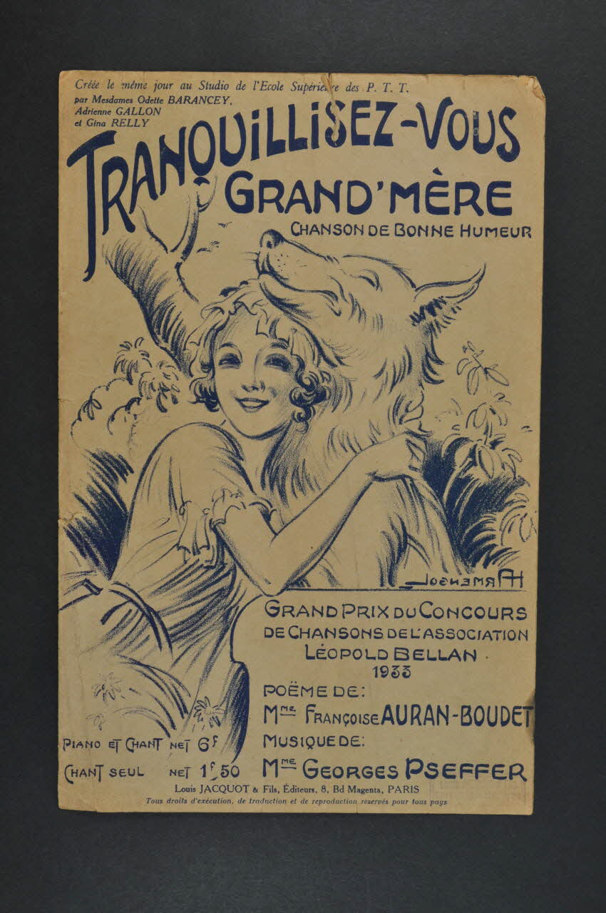 Françoise Auran-Boudet ; Georges Pseffer ; Jacquot; chanson petit format Île-de-France, France 1833 1966.187.40  Photo Mucem